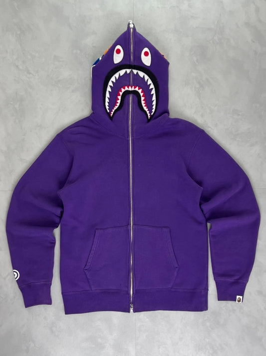 Bape Shark Zip Up Hoodie purple – L