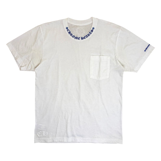 CHROME HEARTS Blue Neck Graphic T Shirt white - M