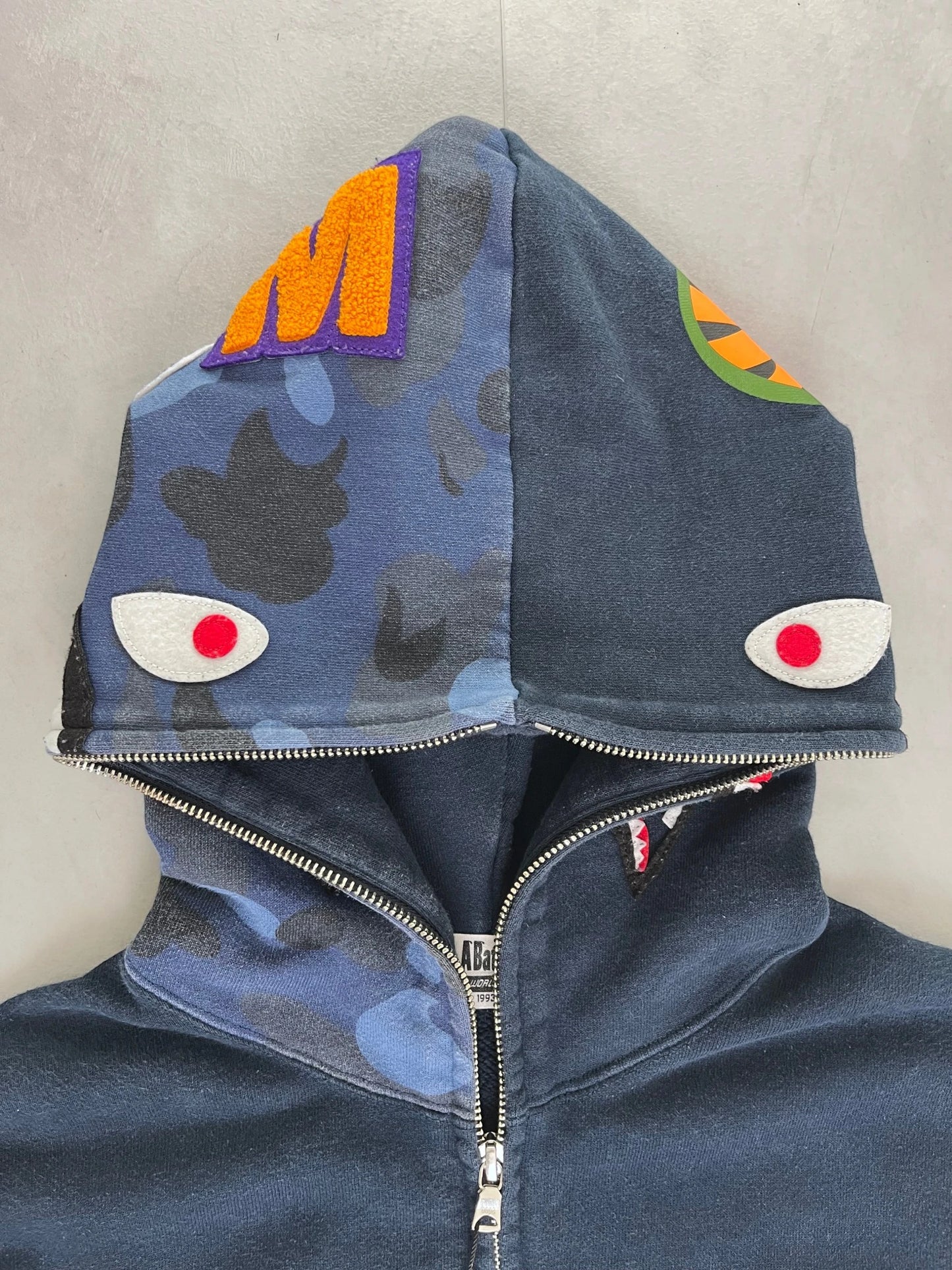 Bape Camo Split Hood Shark Zip Up Hoodie navy / blue – S