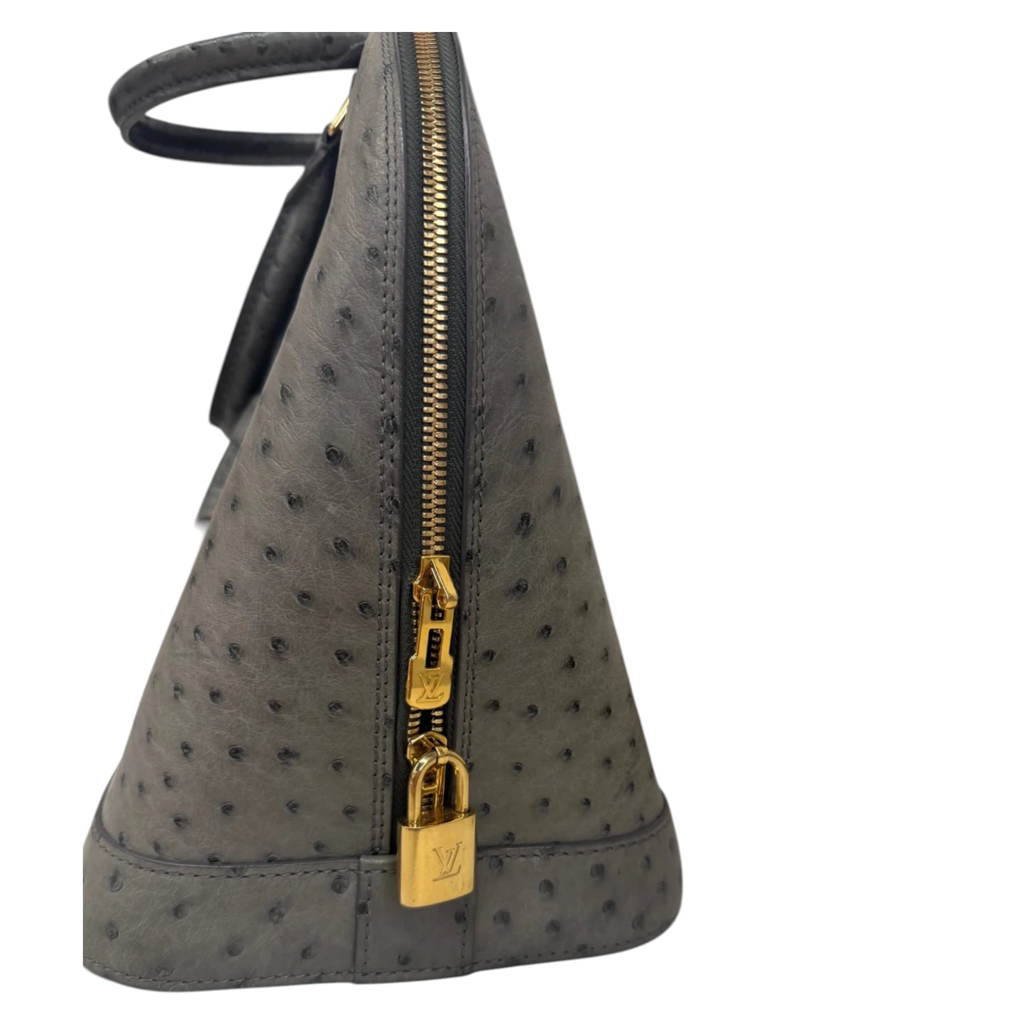 Lv Gris Ostrich Leather Alma PM Bag - OS