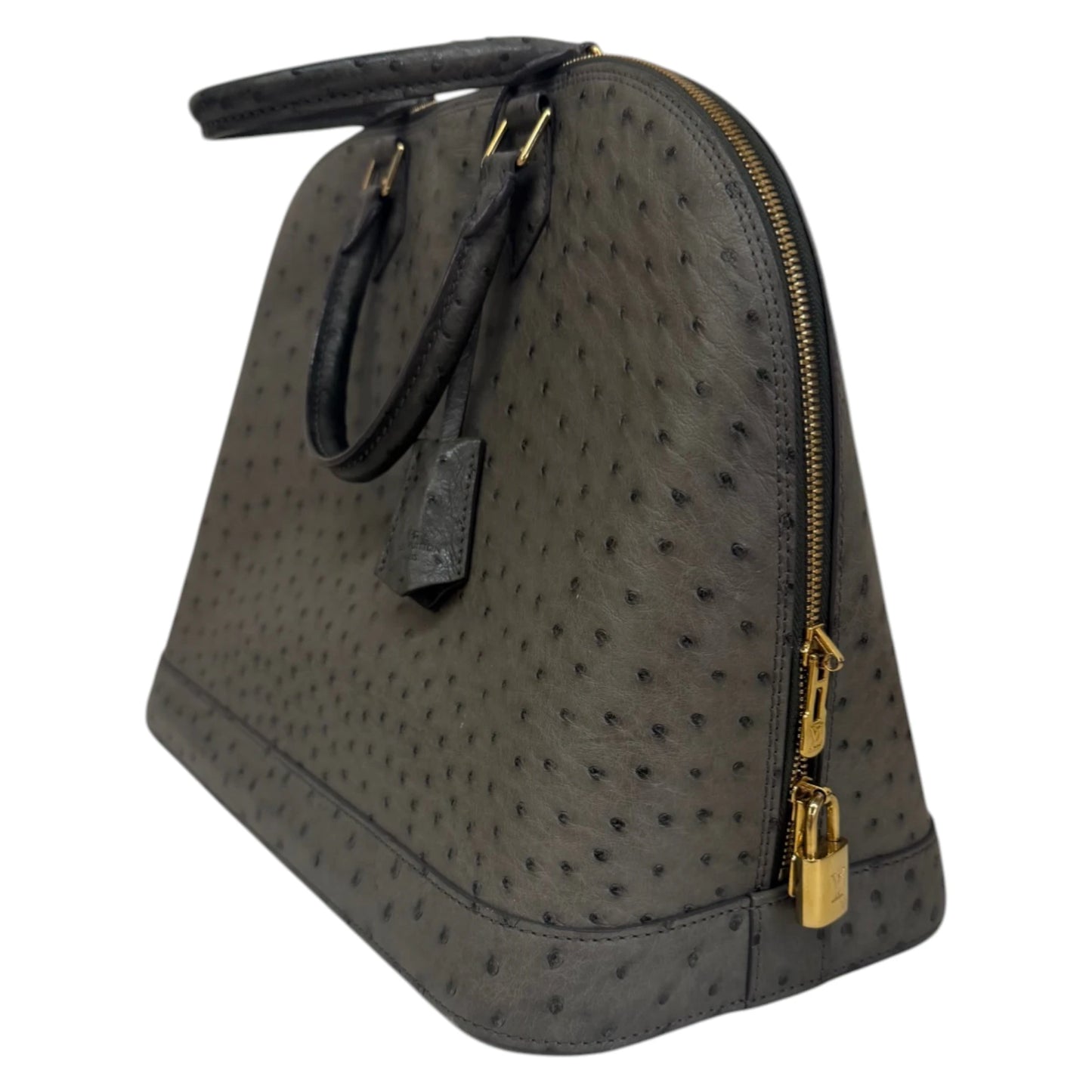Lv Gris Ostrich Leather Alma PM Bag - OS