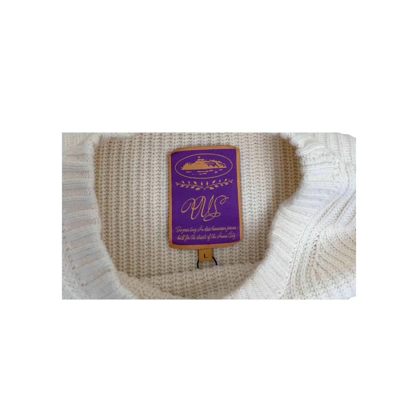 Corteiz Ribbed Sweater white - L