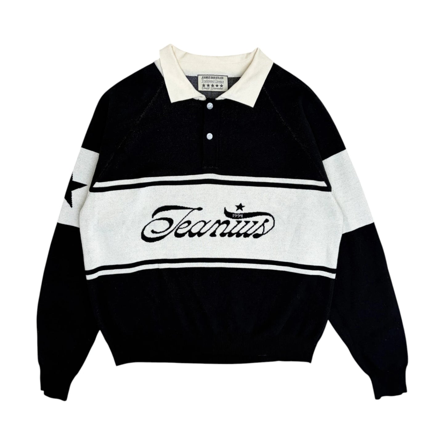 Jeanius Knitted Polo Longsleeve black
