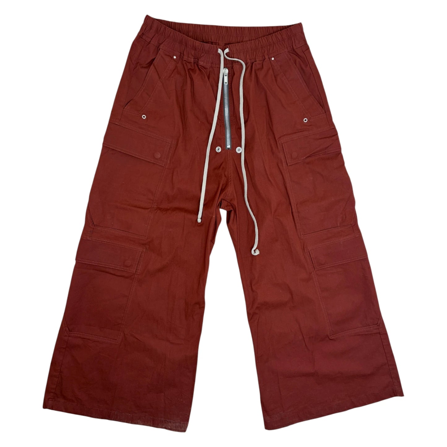 Rick Owens DRKSHDW Jumbo Bela Cotton Flannel Cargo Pants burgundy - L