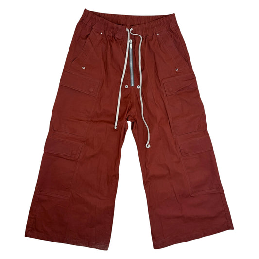 Rick Owens DRKSHDW Jumbo Bela Cotton Flannel Cargo Pants burgundy - L