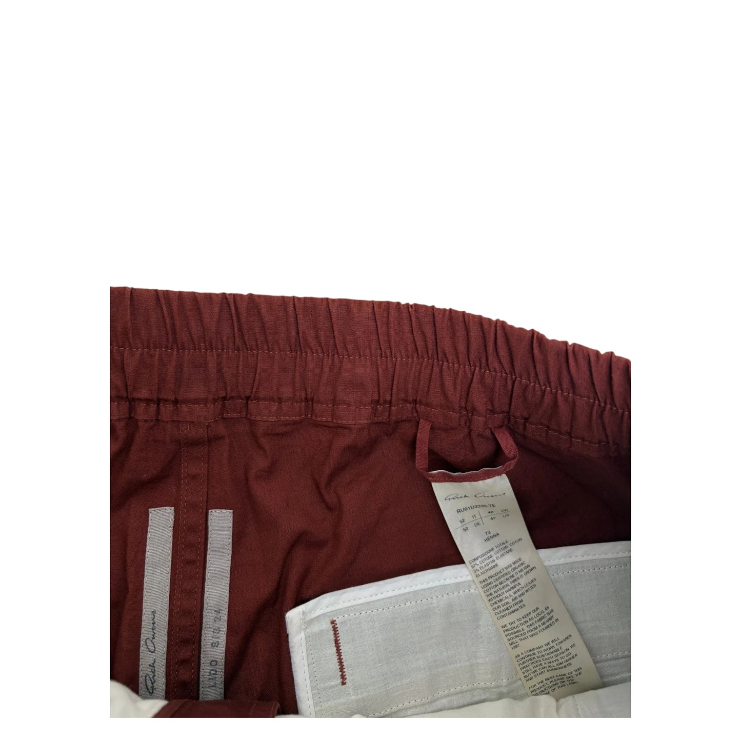 Rick Owens DRKSHDW Jumbo Bela Cotton Flannel Cargo Pants burgundy - L