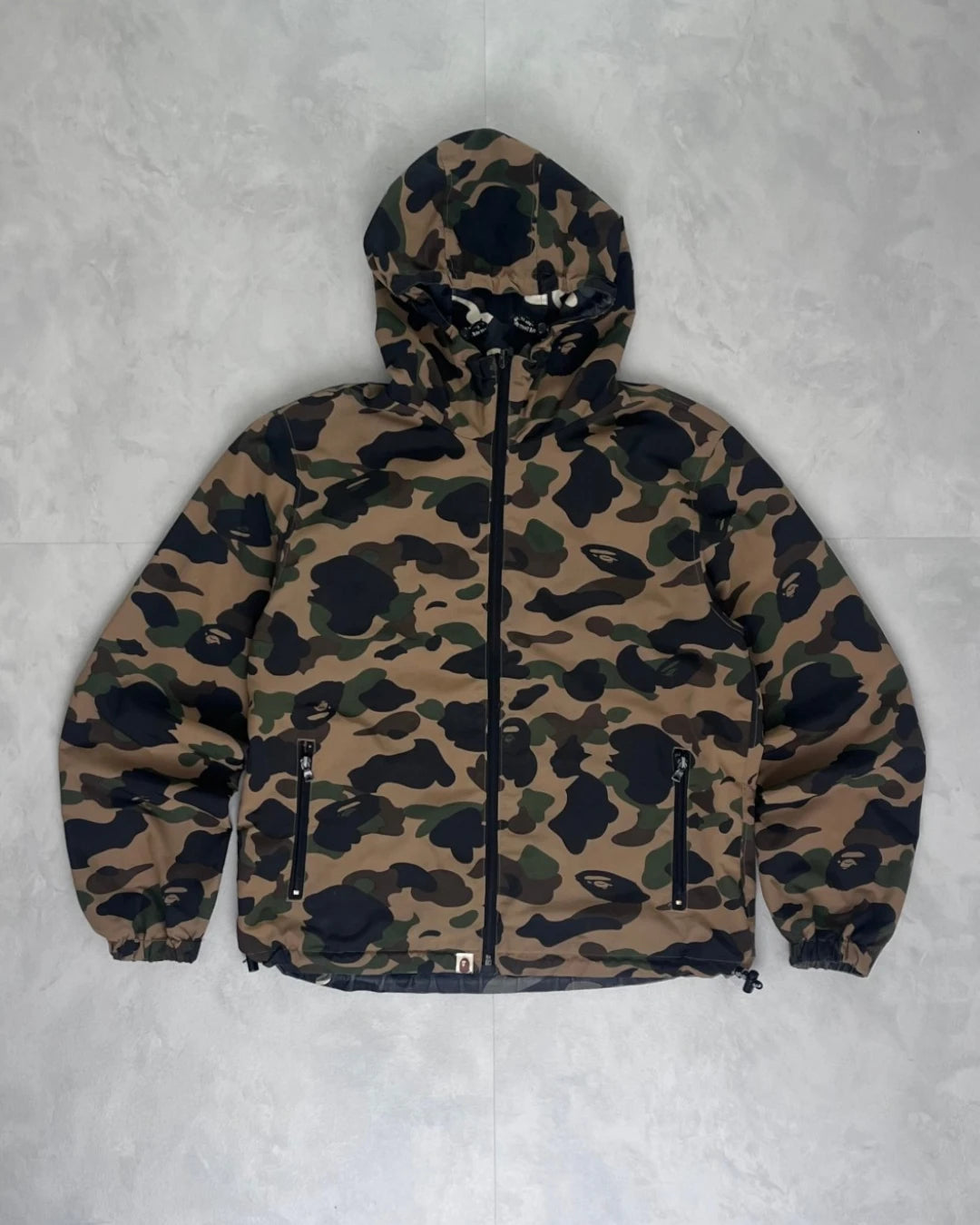 Bape Green Camo Reversible Glow In The Dark Camo Windbreaker Jacket – M