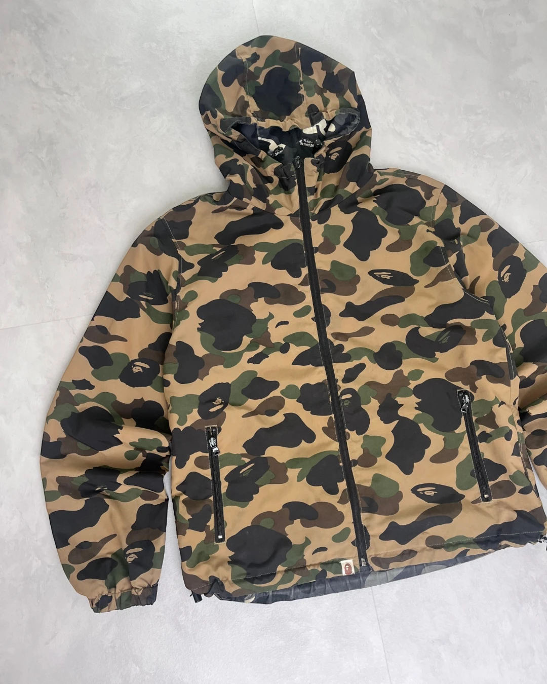 Bape Green Camo Reversible Glow In The Dark Camo Windbreaker Jacket – M