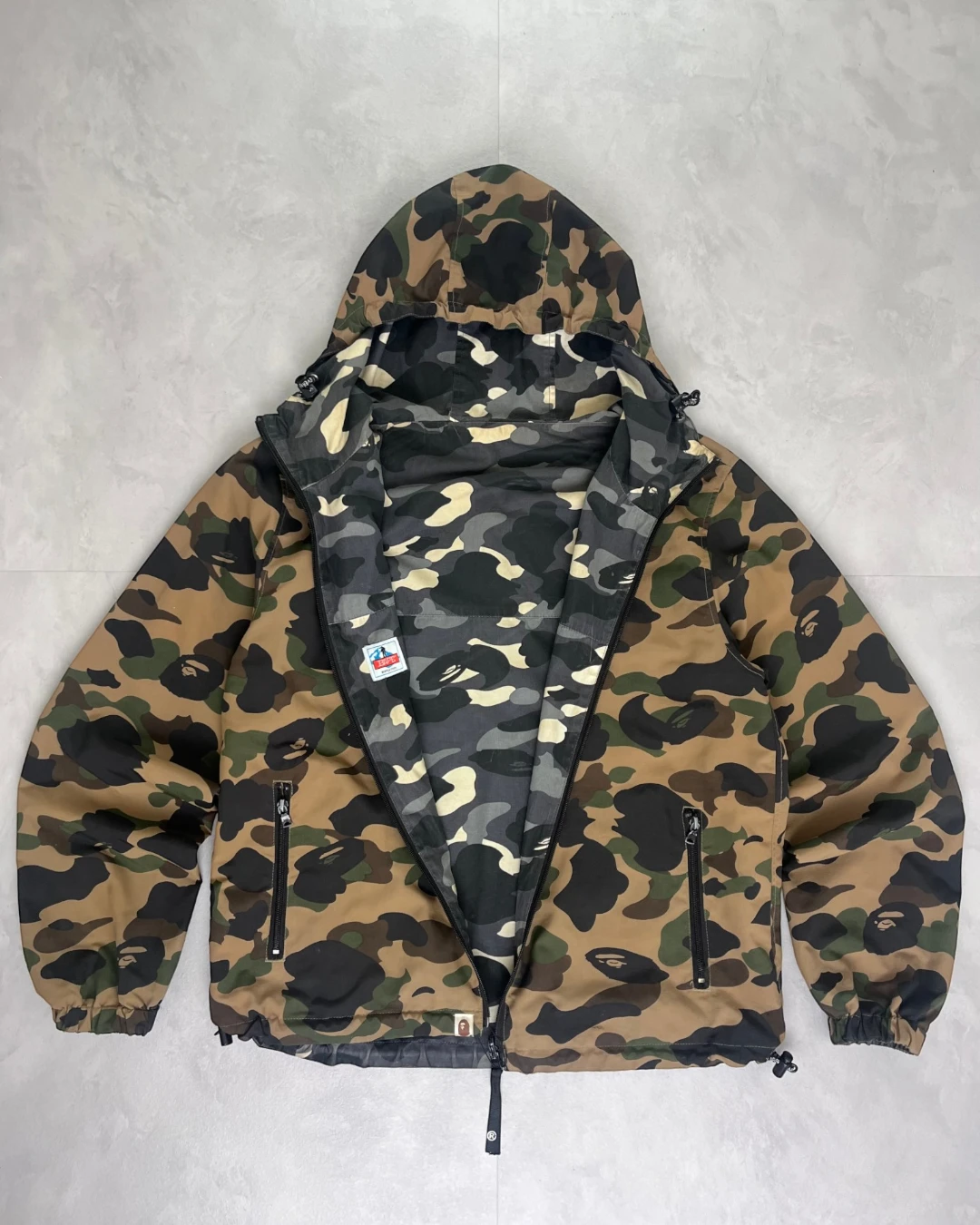 Bape Green Camo Reversible Glow In The Dark Camo Windbreaker Jacket – M