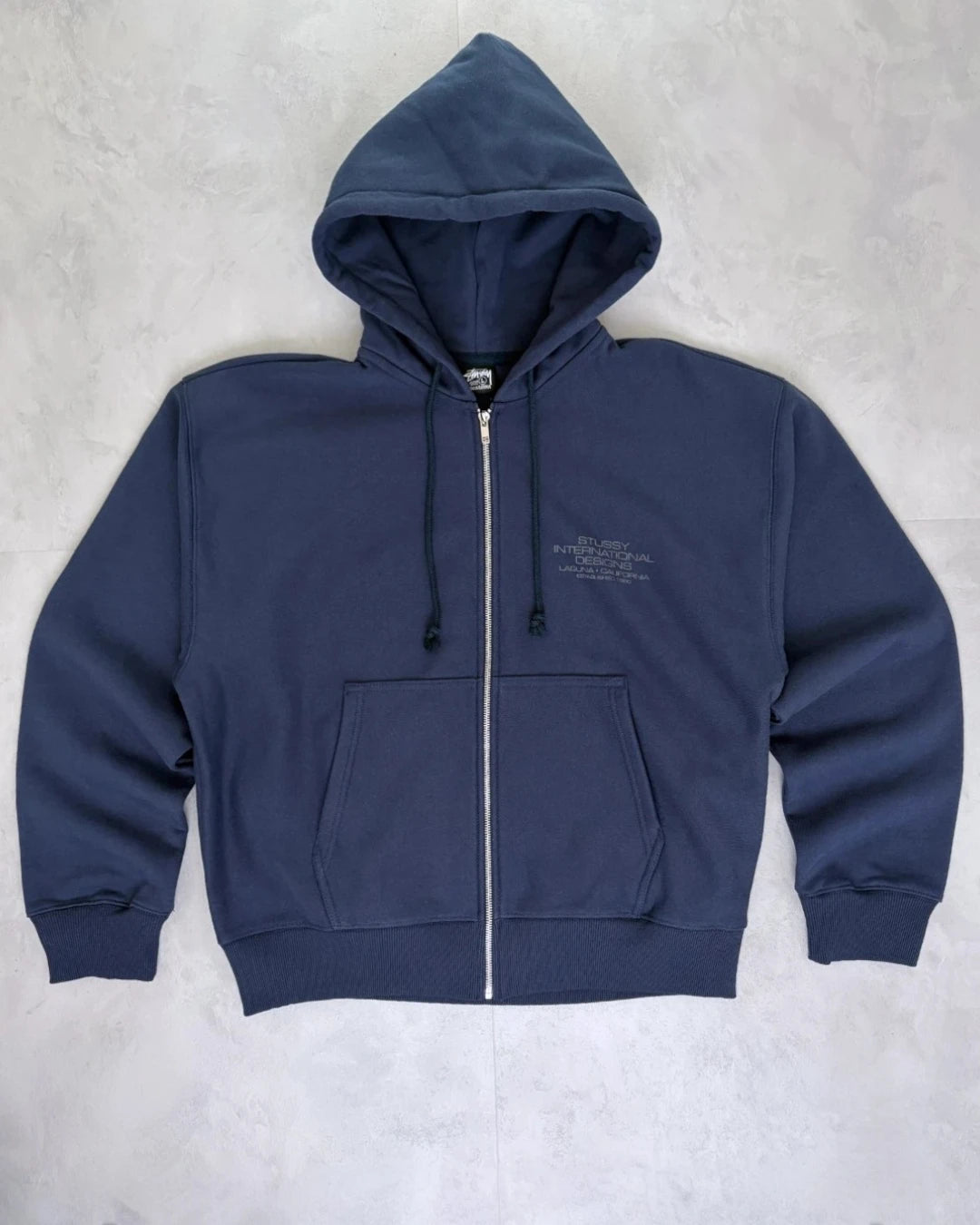 Stussy International Designs Zip Up Hoodie navy blue