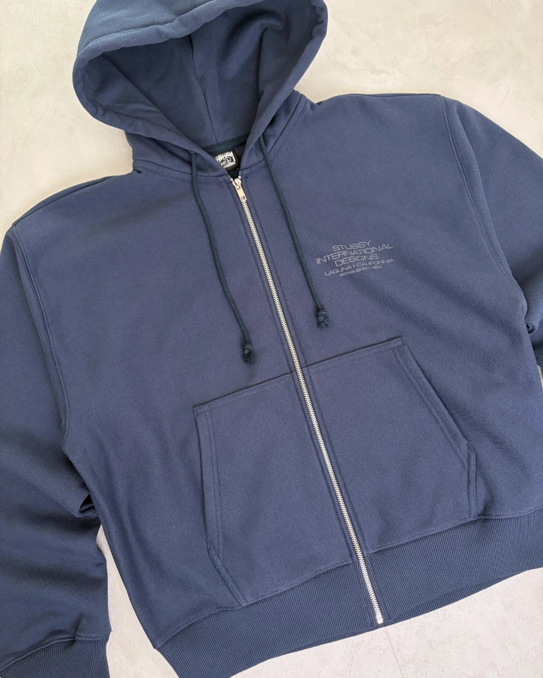 Stussy International Designs Zip Up Hoodie navy blue