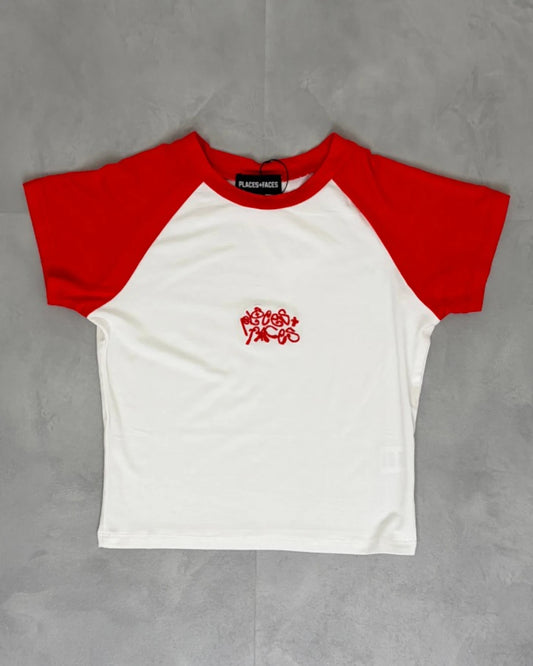 Places + Faces Baby Top white / red – (NEW) / S