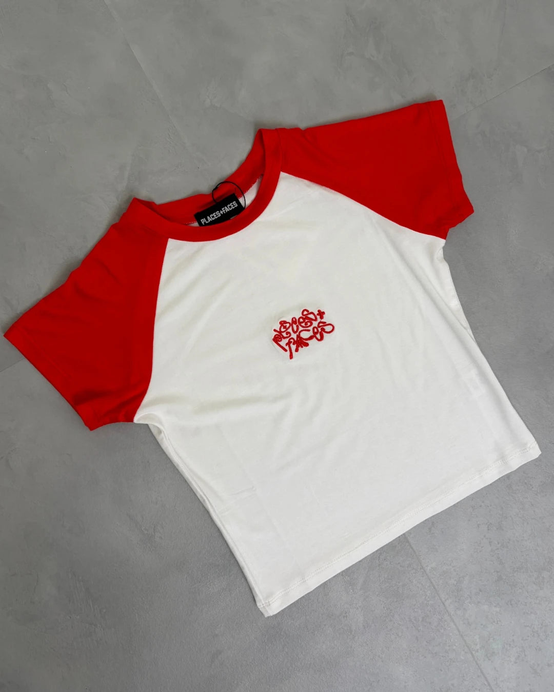 Places + Faces Baby Top white / red – (NEW) / S