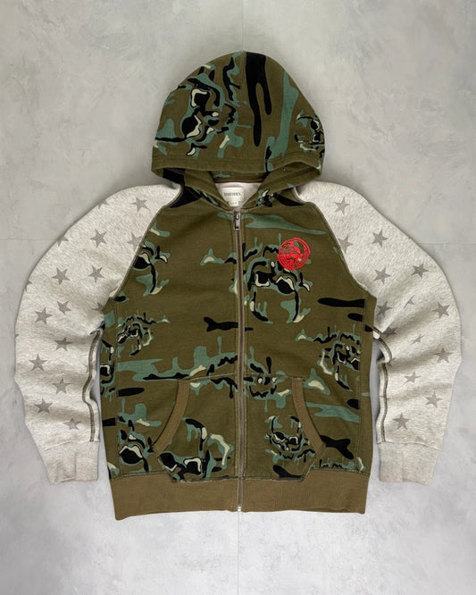 Diesel Camo Sleeve Zip Up Hoodie green / grey – (GRADE A) / 16