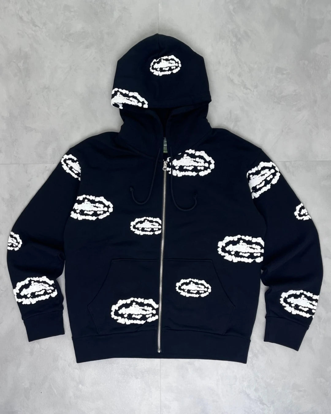 Corteiz X Denim Tears Cotton Wreath Zip Up Hoodie black – M