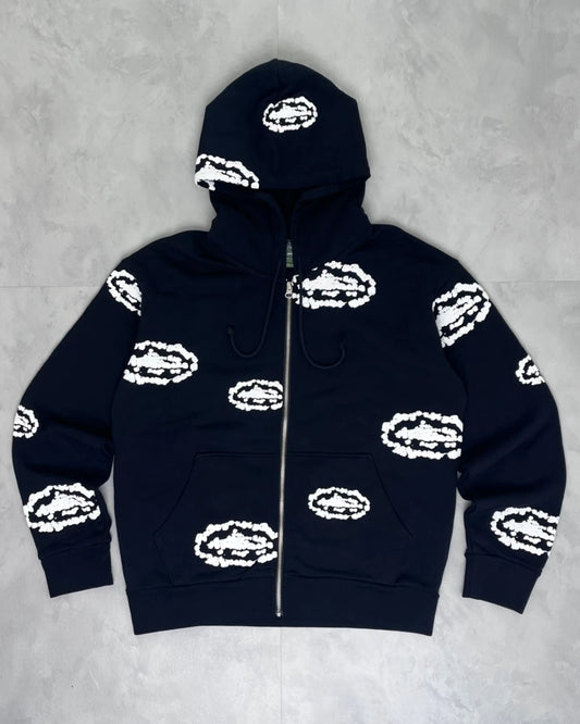 Corteiz X Denim Tears Cotton Wreath Zip Up Hoodie black – M
