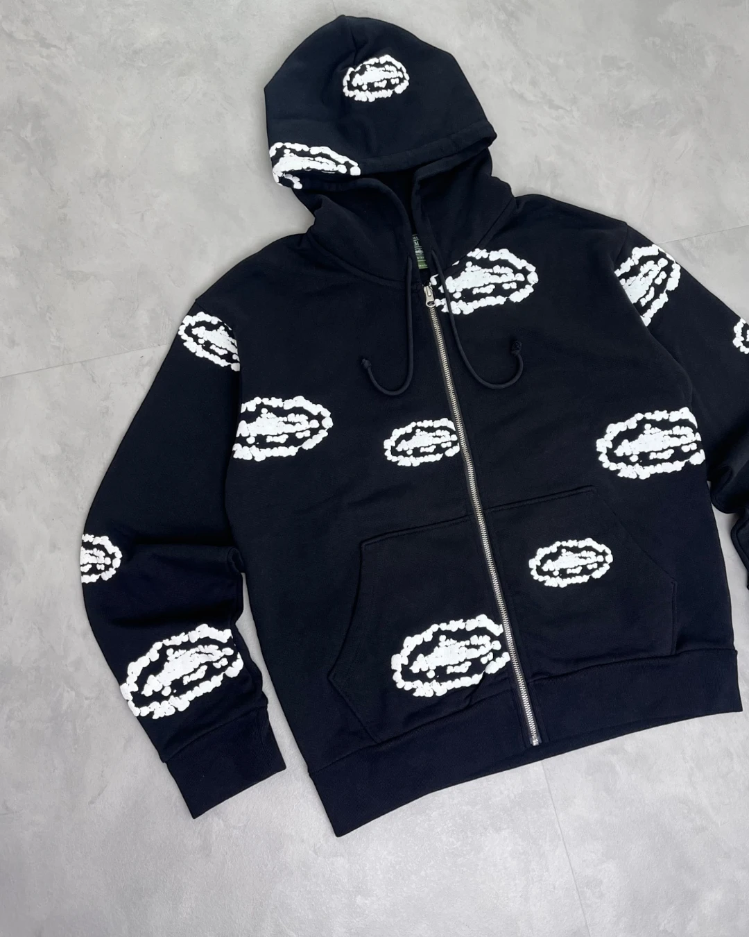 Corteiz X Denim Tears Cotton Wreath Zip Up Hoodie black – M