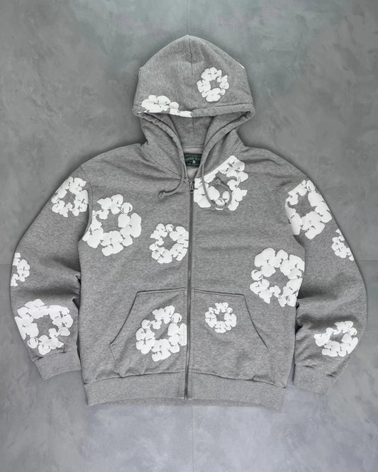 Denim Tears Cotton Wreath Zip Up Hoodie grey – S