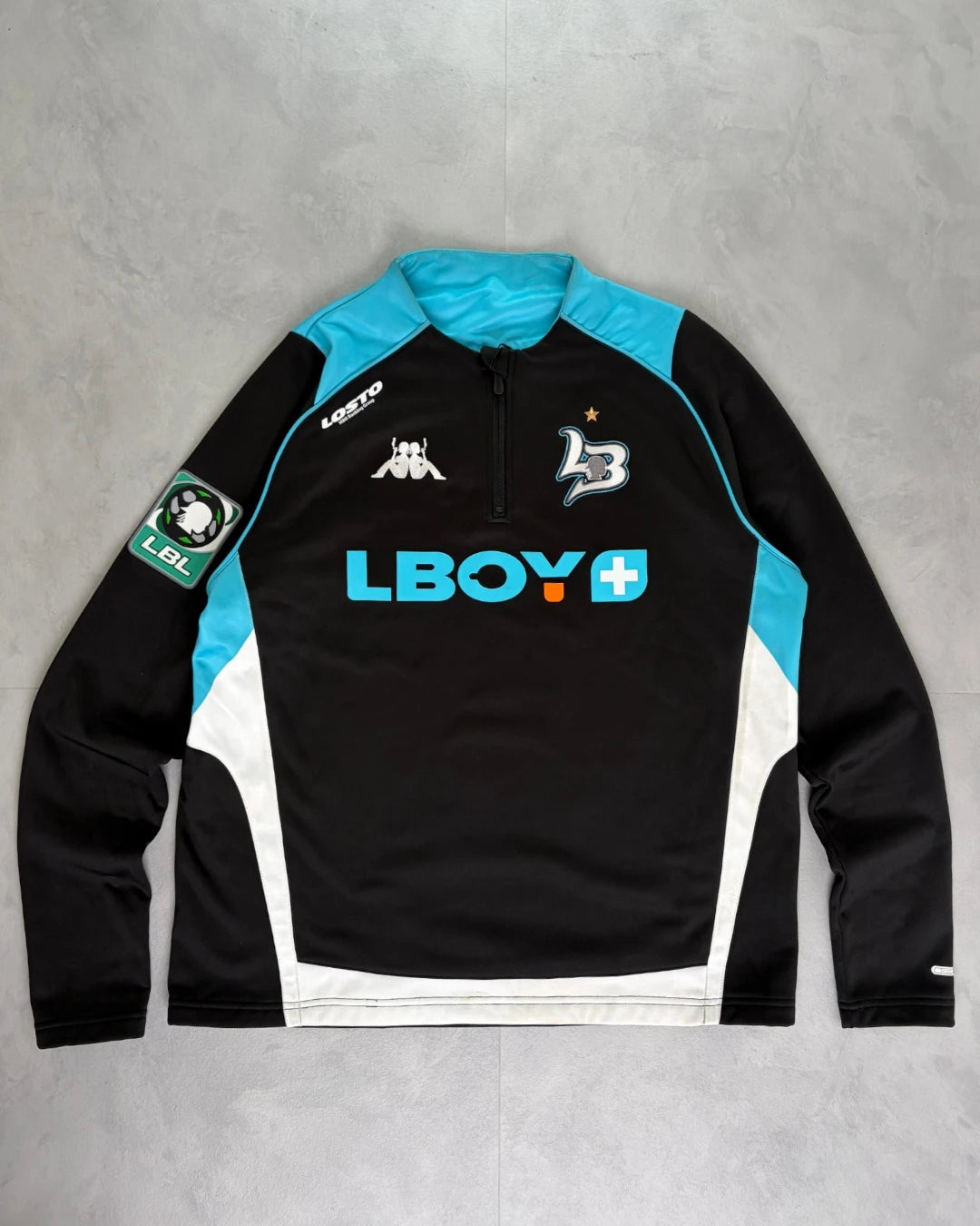 Lostboys Quarter Zip Football Jacket black / blue – L