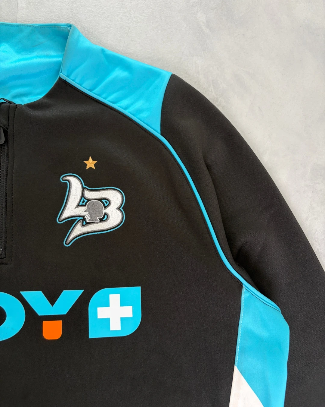 Lostboys Quarter Zip Football Jacket black / blue – L