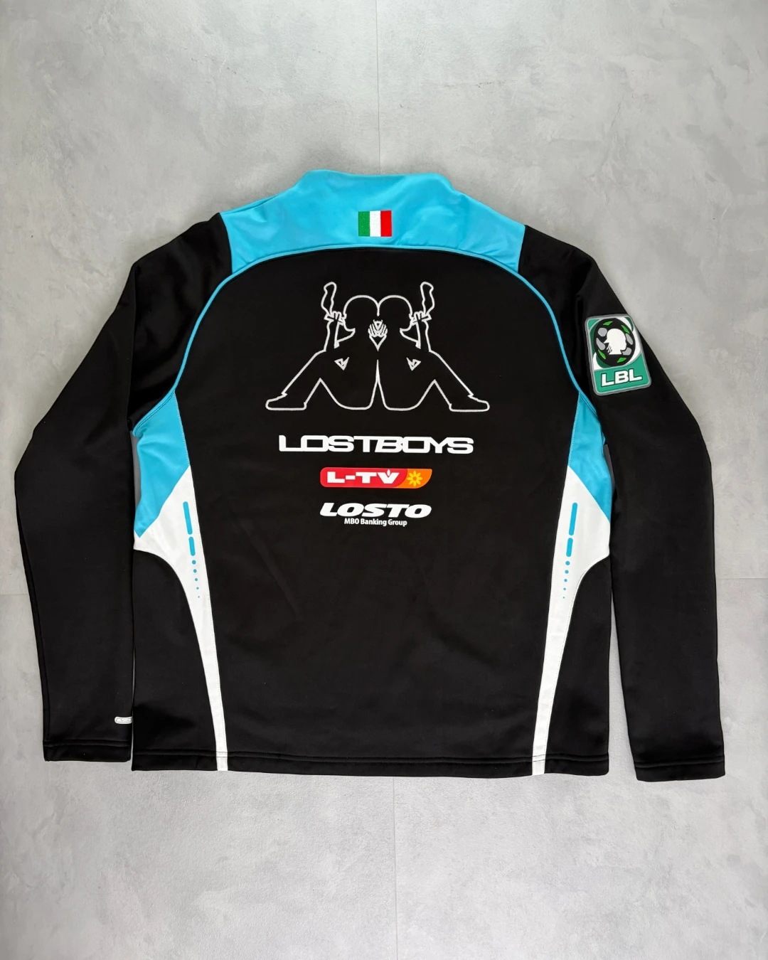 Lostboys Quarter Zip Football Jacket black / blue – L