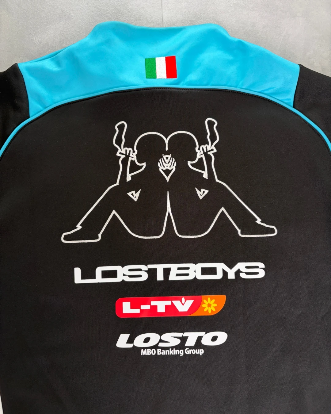 Lostboys Quarter Zip Football Jacket black / blue – L