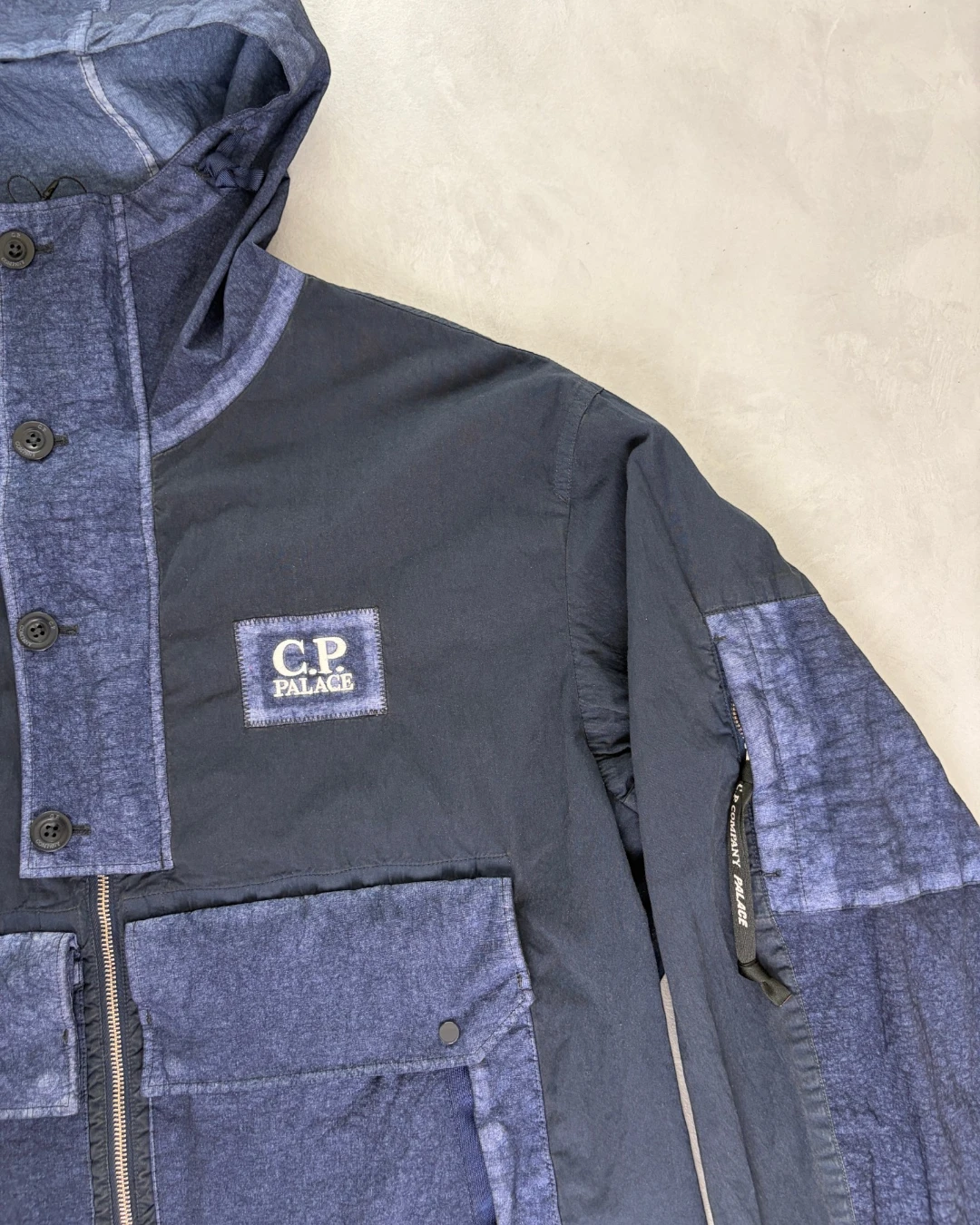 Palace X C.P. Company 50 Fili Heavy Mixed Hooded Jacket navy blue - XL