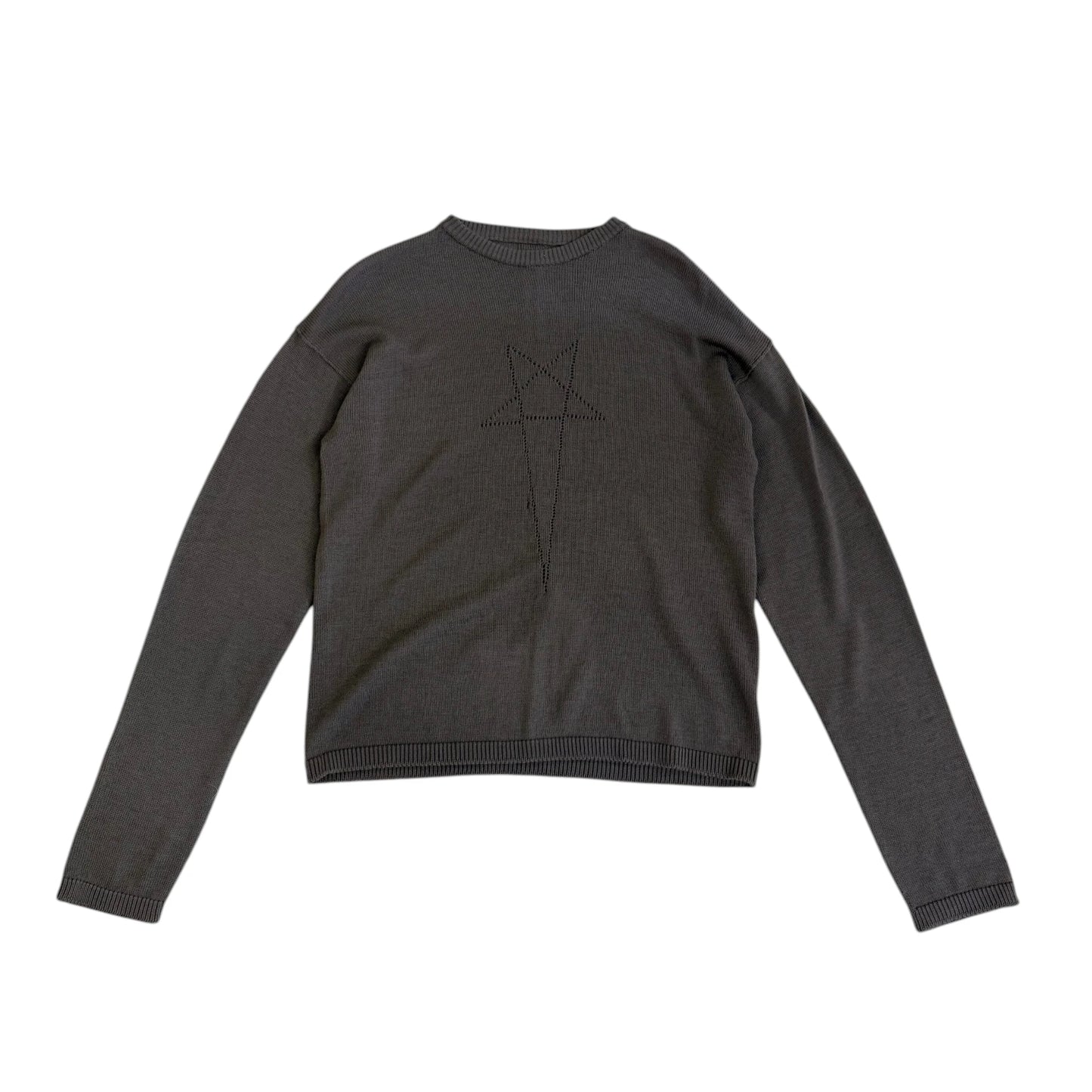Rick Owens Penta Pointelle Knit Wool Sweater black - M