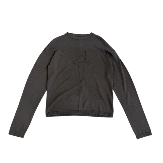 Rick Owens Penta Pointelle Knit Wool Sweater black - M