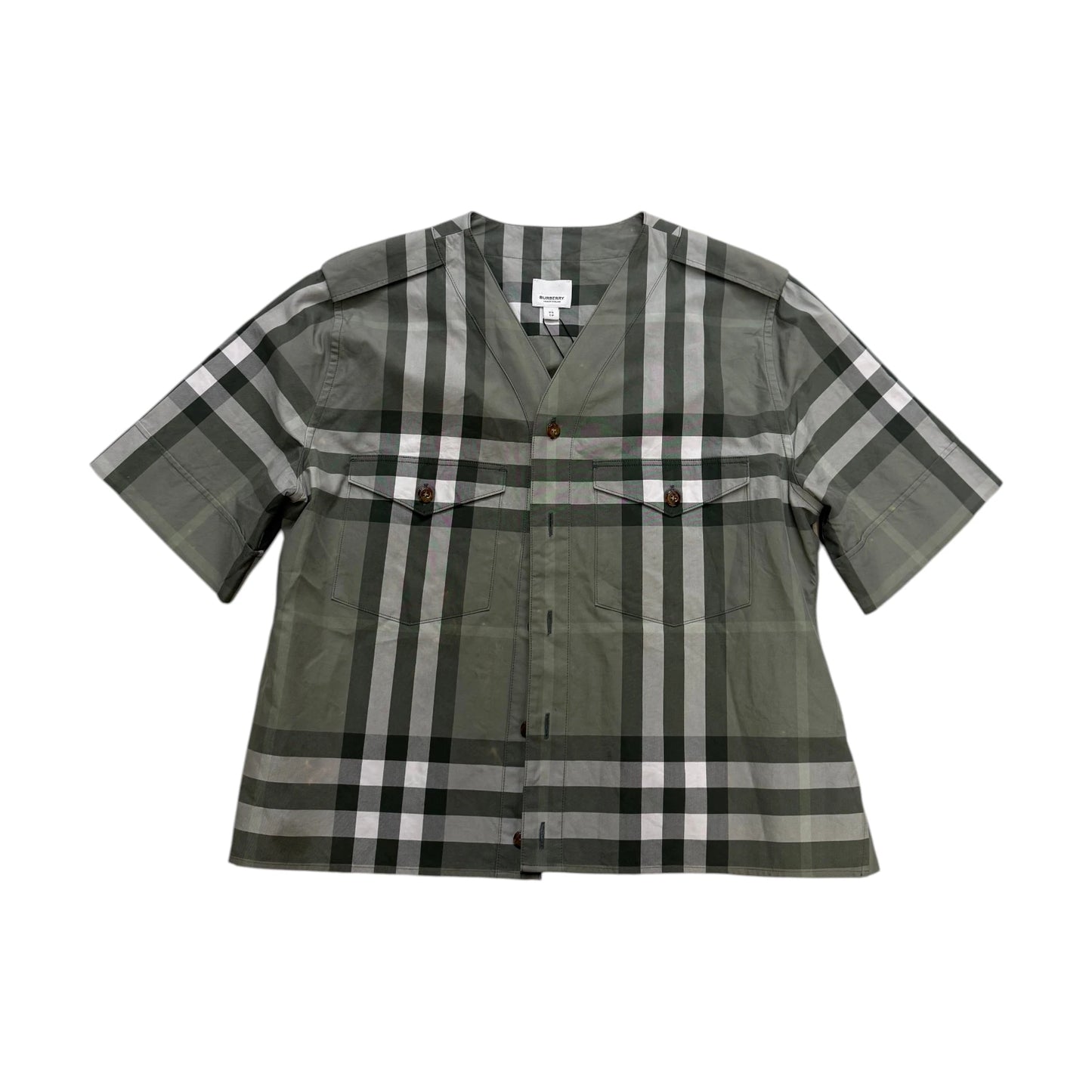 Burberry Plaid Cropped Shirt green - XS