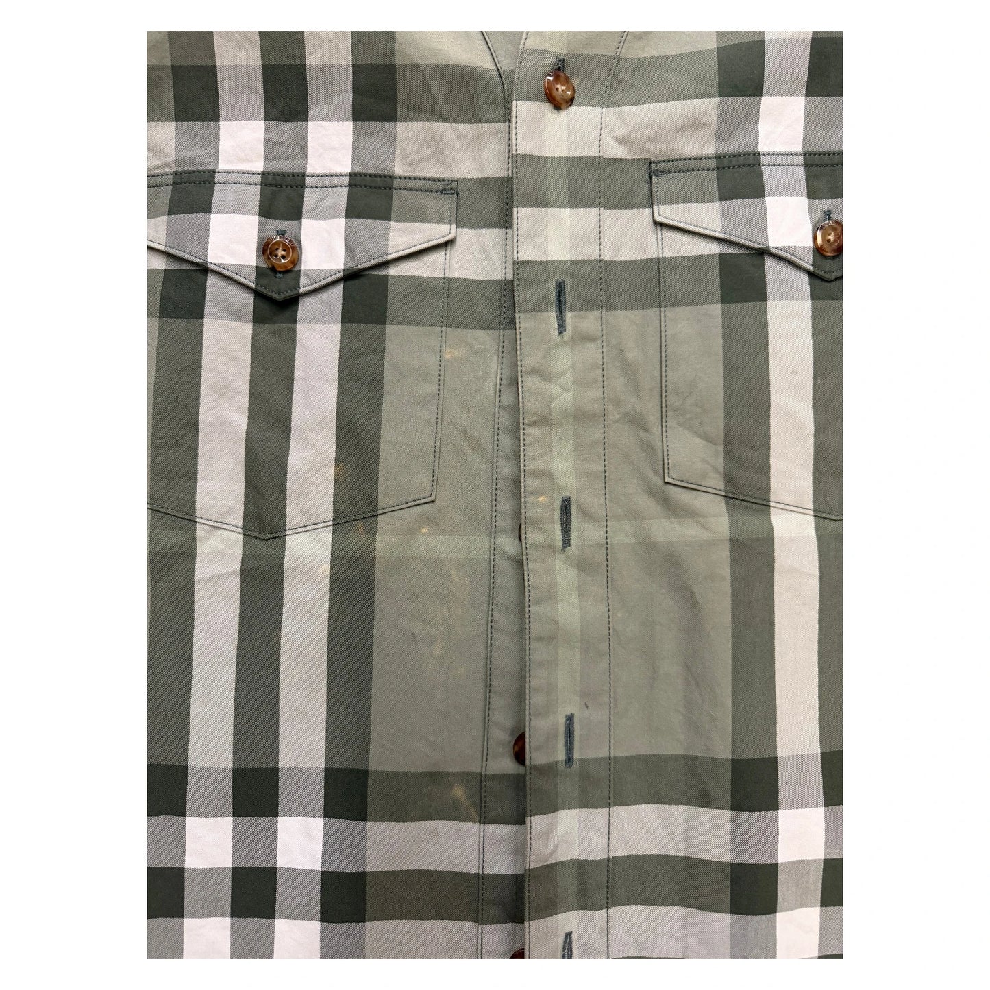 Burberry Plaid Cropped Shirt green - XS