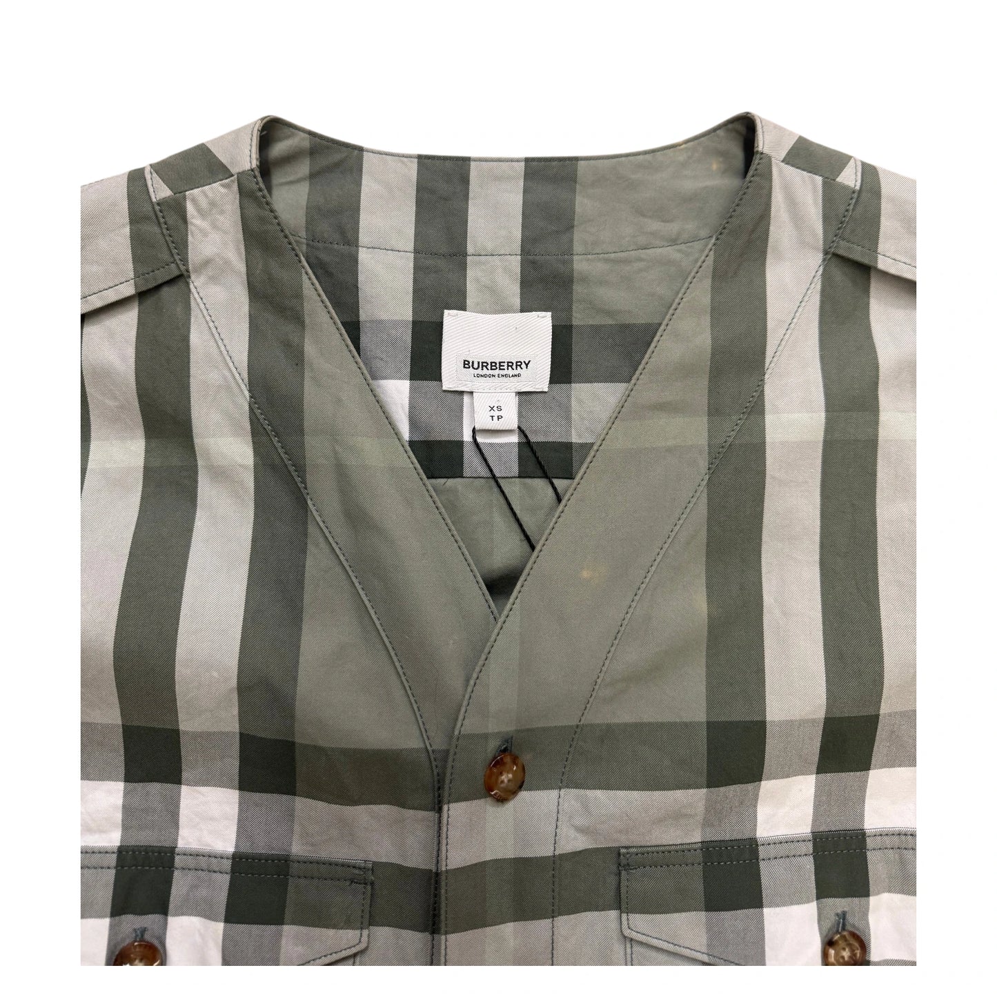 Burberry Plaid Cropped Shirt green - XS