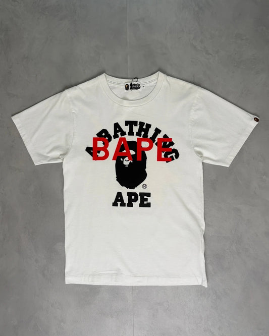 Bape Double Logo Graphic T Shirt white  - S