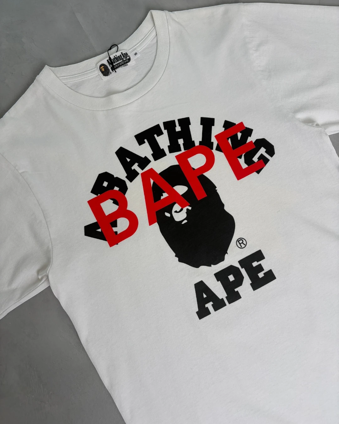 Bape Double Logo Graphic T Shirt white  - S