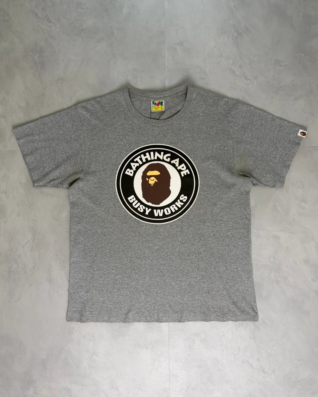 Bape Busy Works Circle Classic Logo T Shirt grey - L