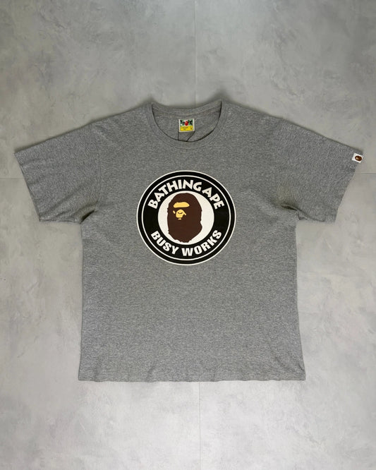 Bape Busy Works Circle Classic Logo T Shirt grey - L