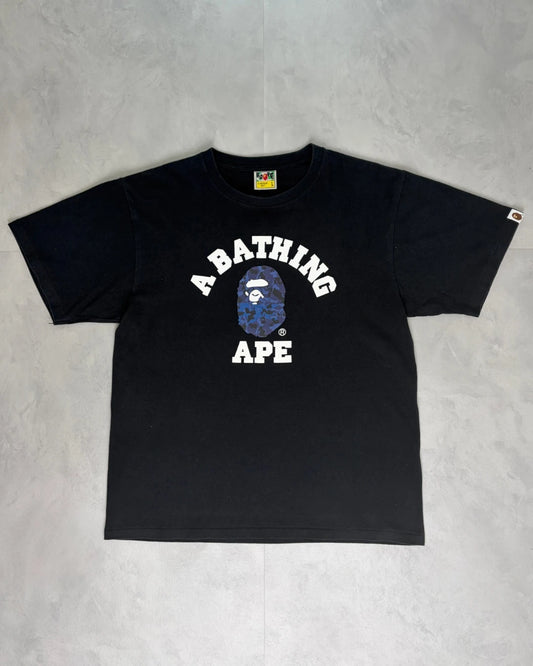 Bape Bathing Ape Classic Camo Logo navy T Shirt black - L
