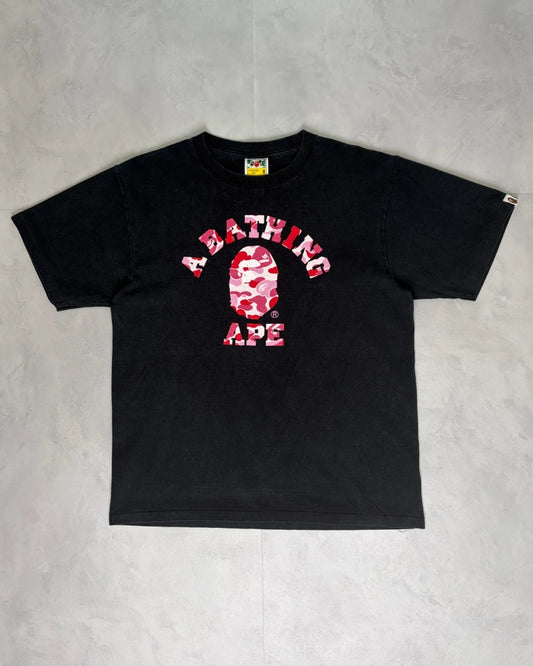Bape Bathing Ape Classic Camo Logo pink T Shirt black - M