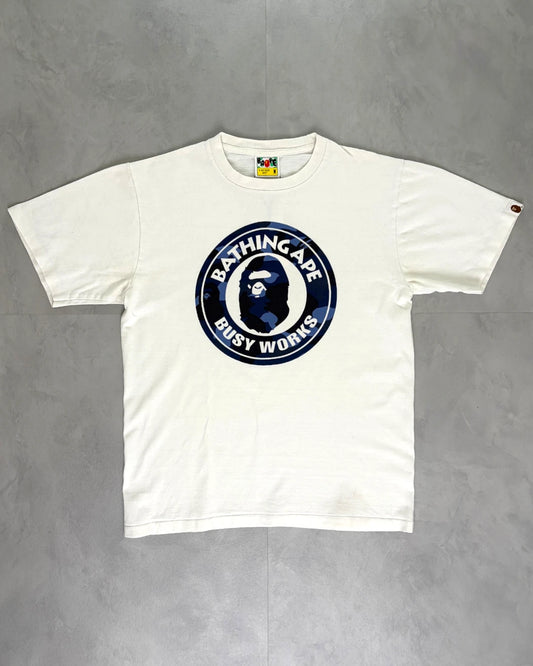 Bape Busy Works Navy Camo T Shirt white - M