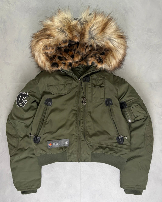 Corvidae Leopard Parka Jacket khaki – M