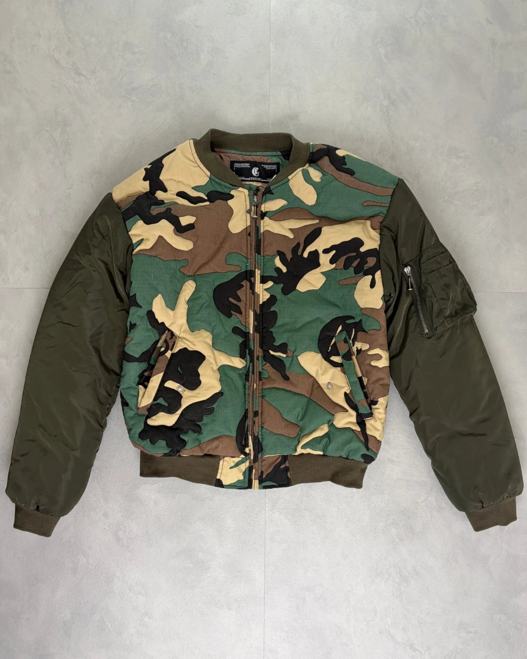 Corvidae Woodland Camo Bomber Jacket – M