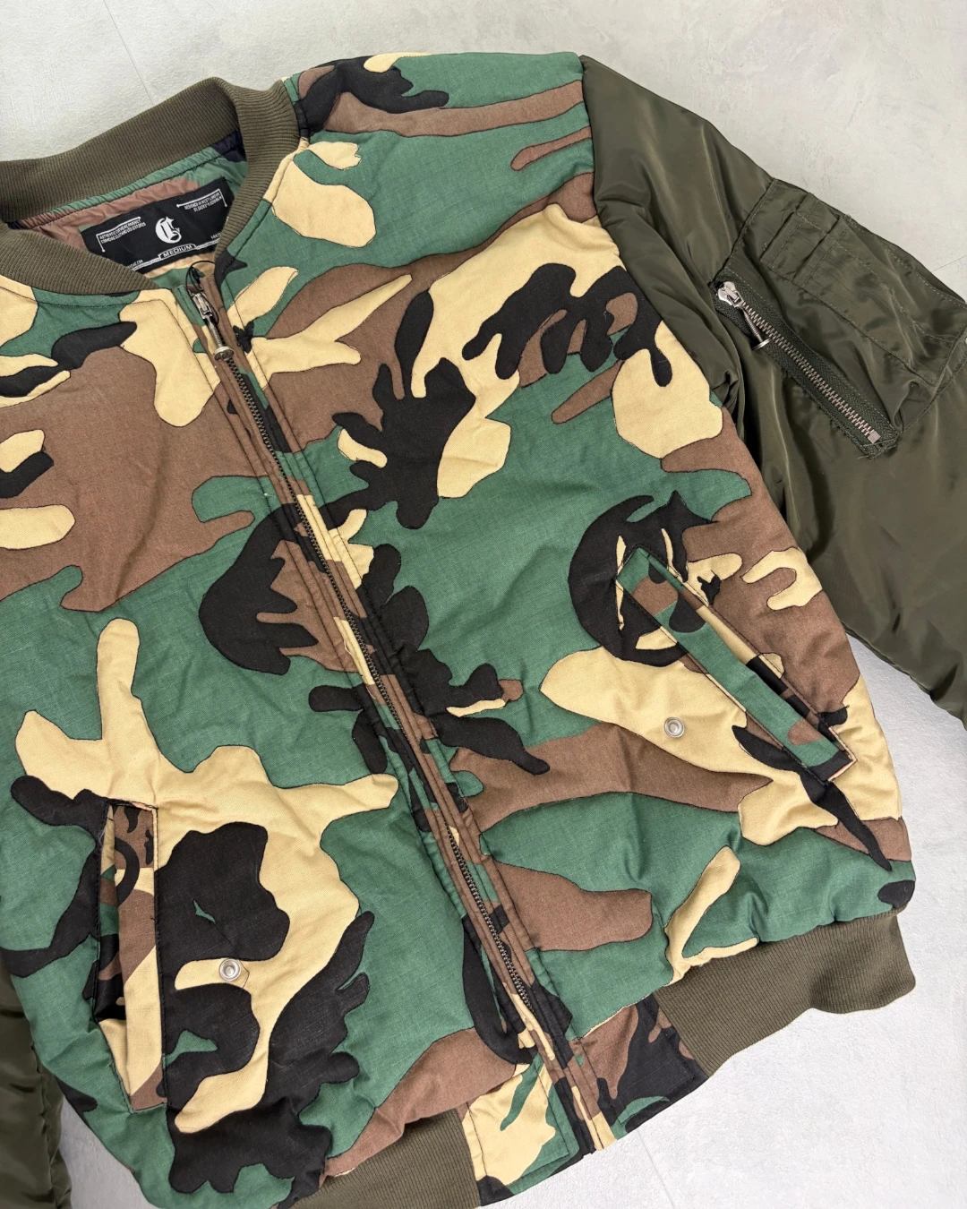 Corvidae Woodland Camo Bomber Jacket – M