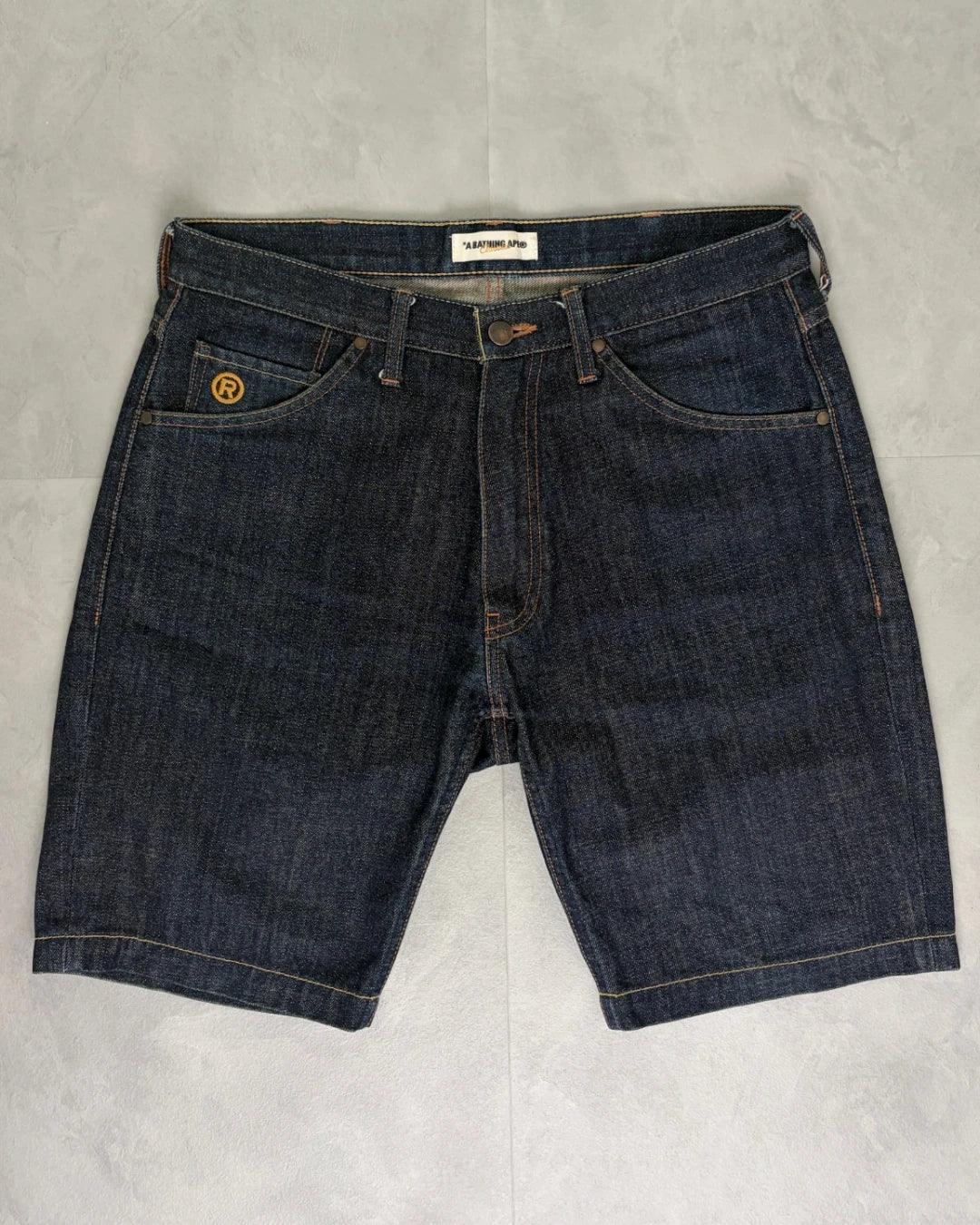 Bape Spellout Logo Indigo Denim Baggy Jorts indigo – M