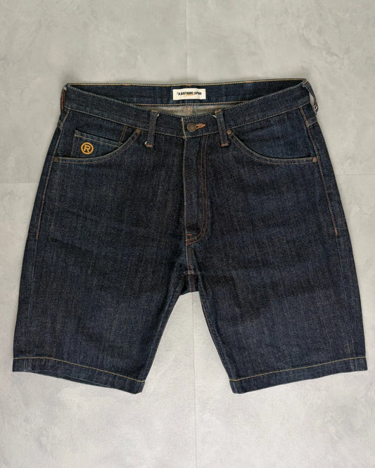 Bape Spellout Logo Indigo Denim Baggy Jorts indigo – M