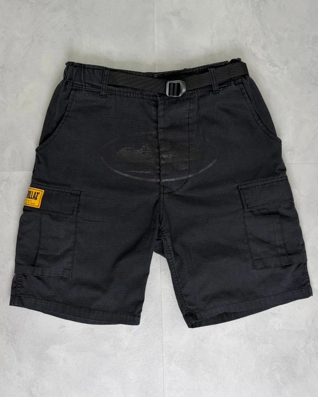 Corteiz Black On Black Alcatraz Cargo Shorts black – M