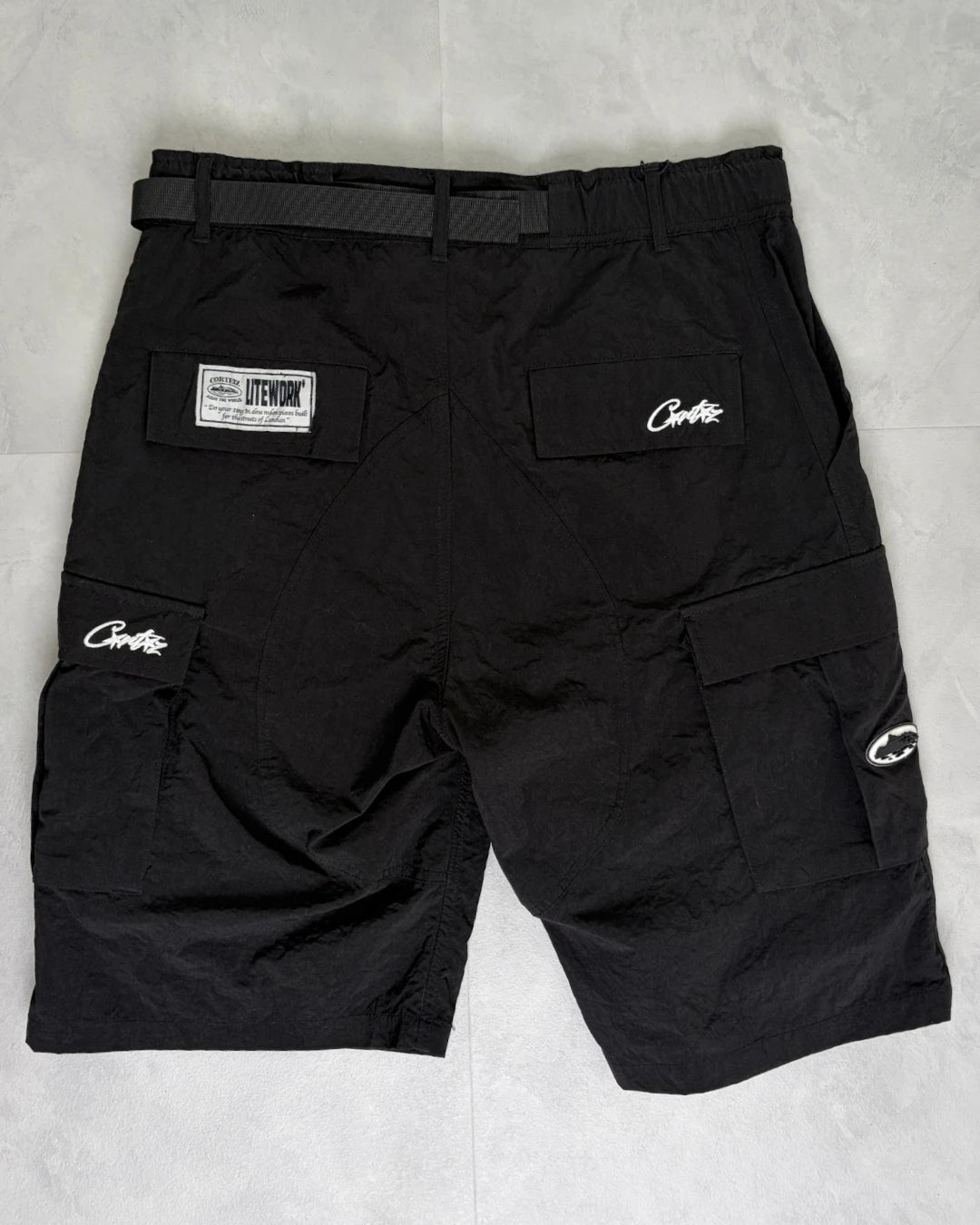 Corteiz Lightwork Nylon Cargo Shorts black - XL