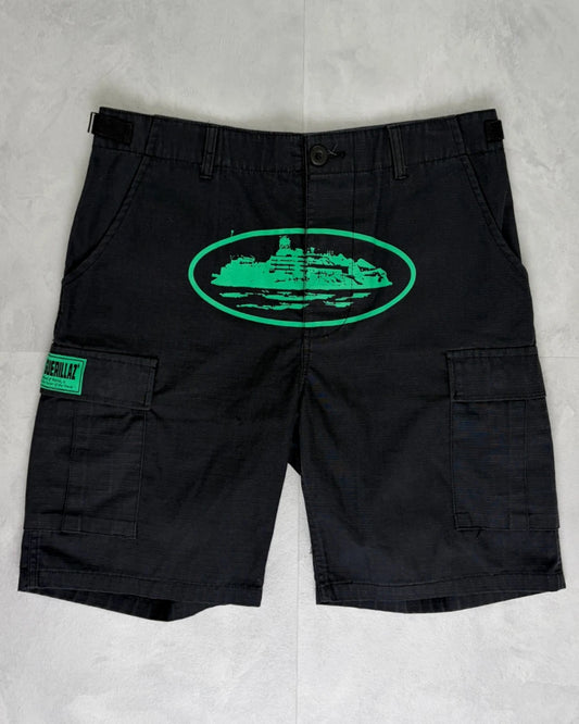 Corteiz Green Alcatraz Cargo Shorts black – M