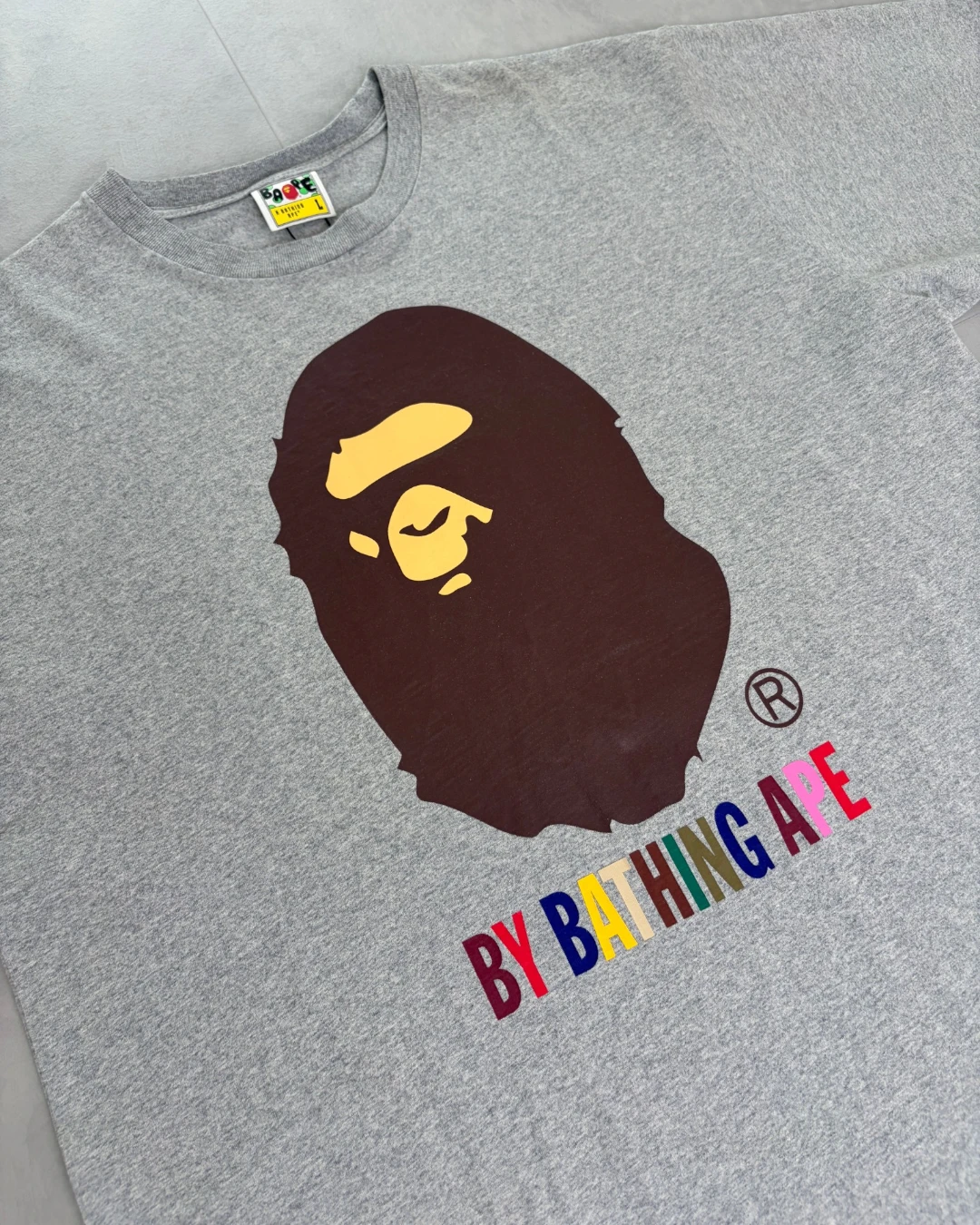 Bape Multi Big Ape Graphic T Shirt grey – L