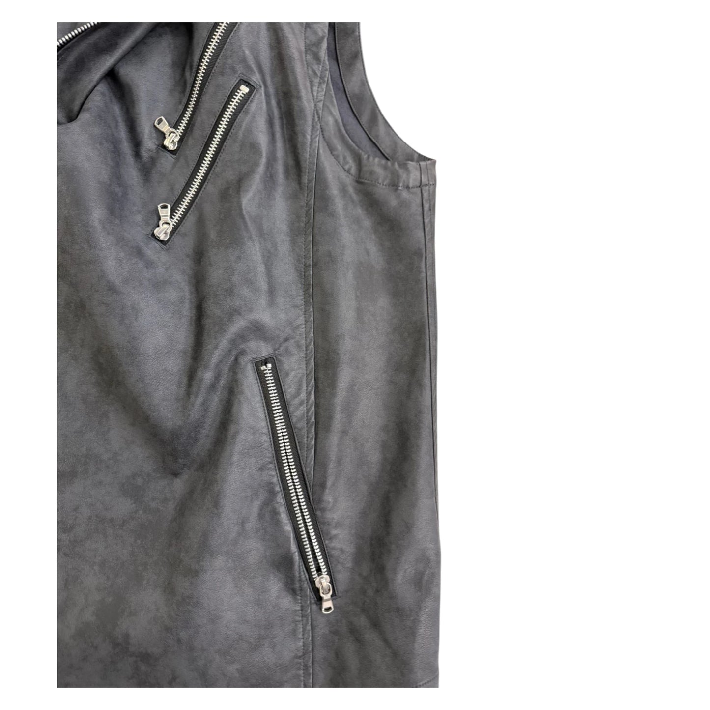 Tornado Mart Leather Zip Gilet - L