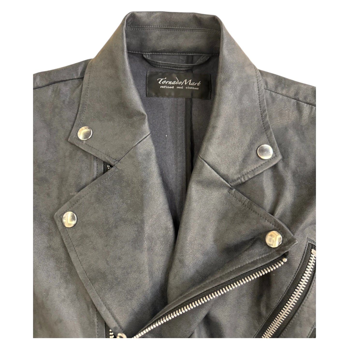 Tornado Mart Leather Zip Gilet - L